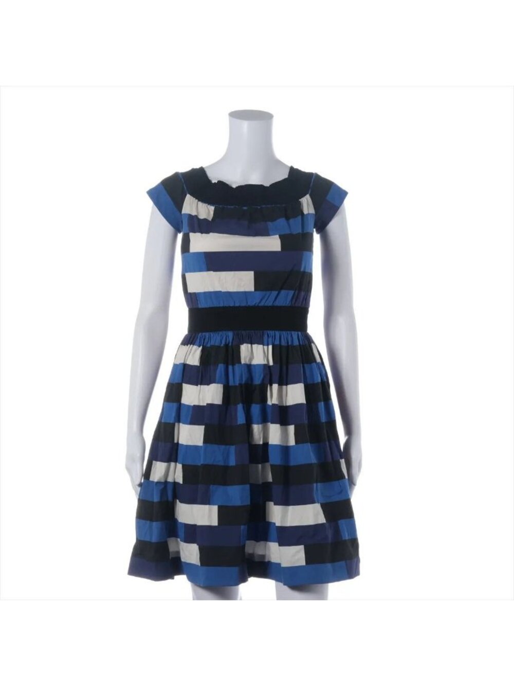 Prada Striped Flare Dress Gathered